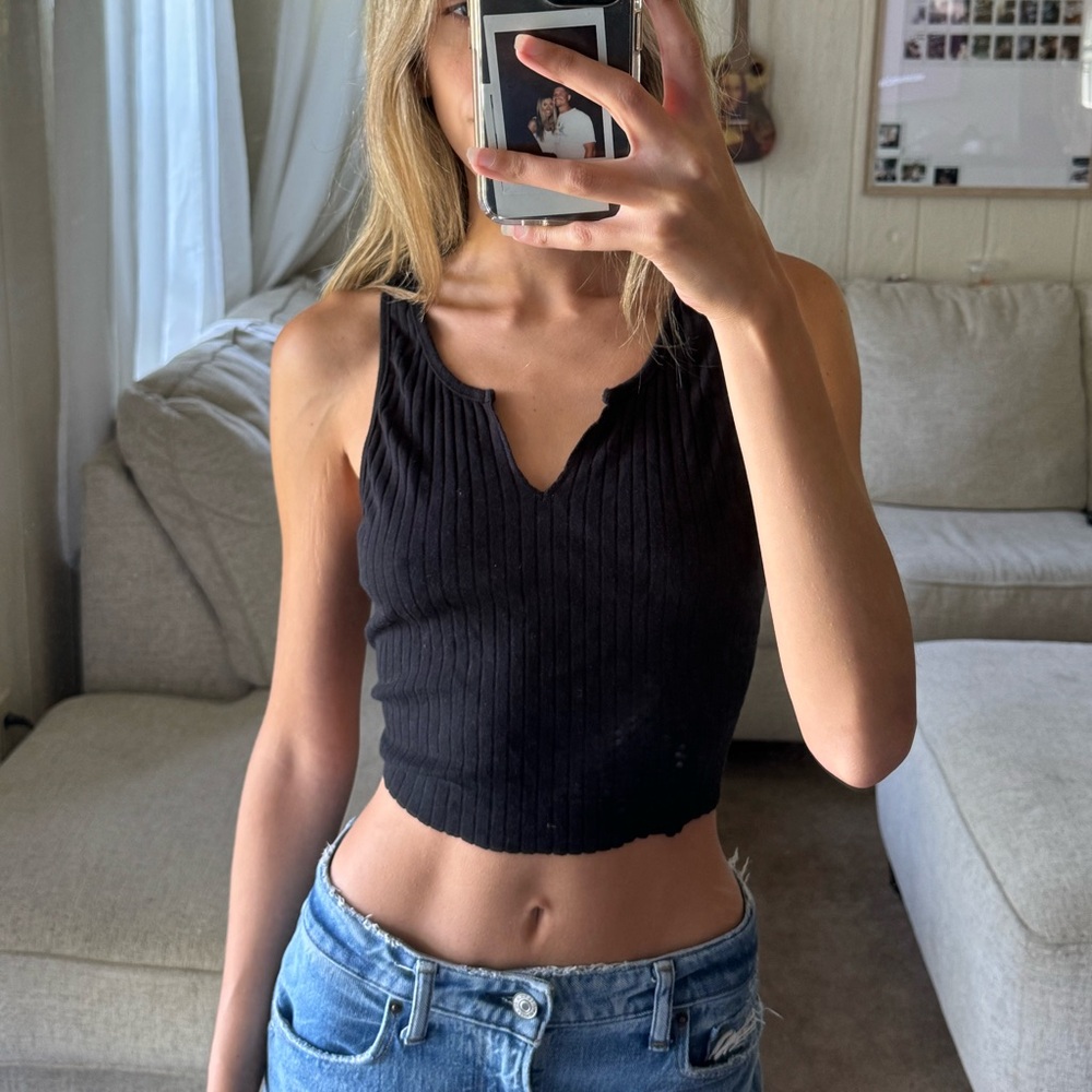 Topshop black ribbed muscle tank